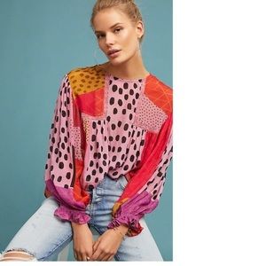 Anthropologie Blank Miranda Peasant Blouse size S